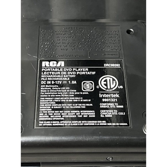 RCA Portable DVD Player DRC99392 Case Charger Straps Working Tested - Picture 14 of 16